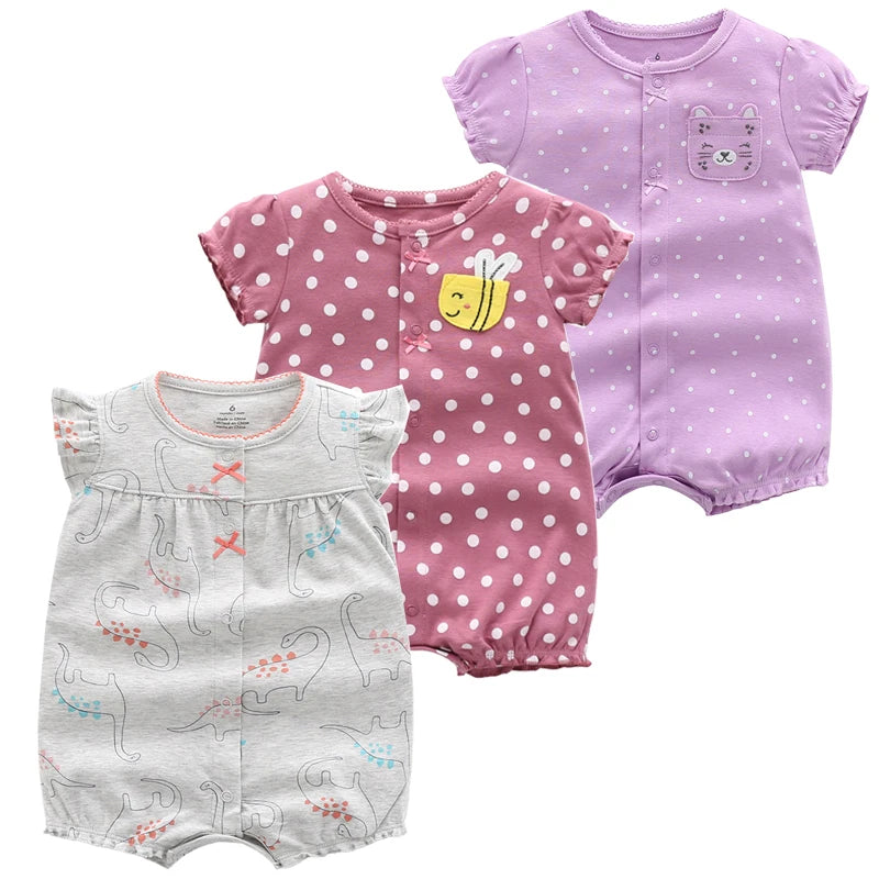 3PCS Newborn Baby Rompers: Summer Cotton Clothing for Infants