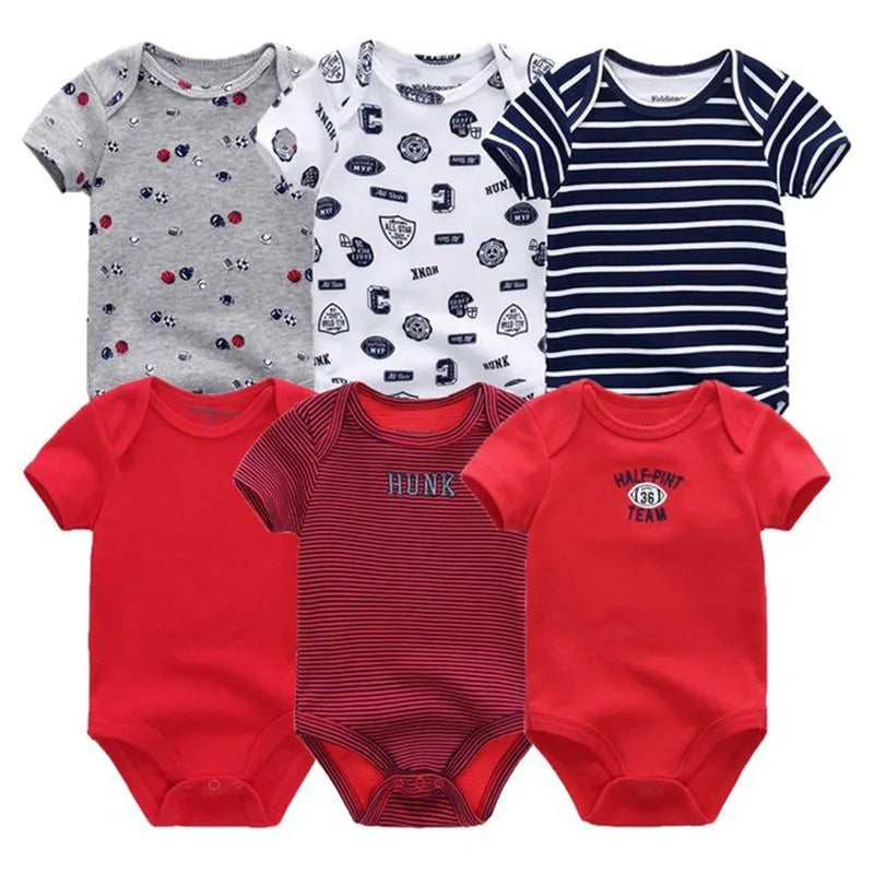 6pcs/lot 100%Cotton Baby Bodysuit Newborn Short Sleeve Overalls Toddler Boy Girl Jumpsuit clothes Body Baby Suits sets