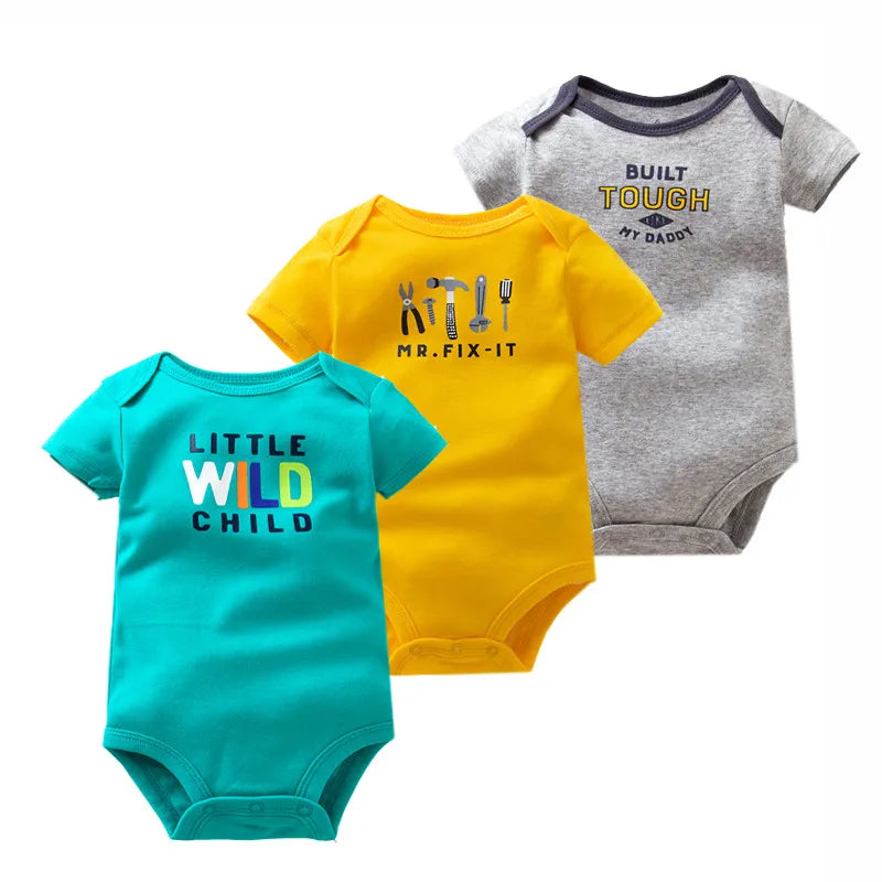 3-Piece Unisex Baby Bodysuit Set - Comfortable and Practical Infant Clothing