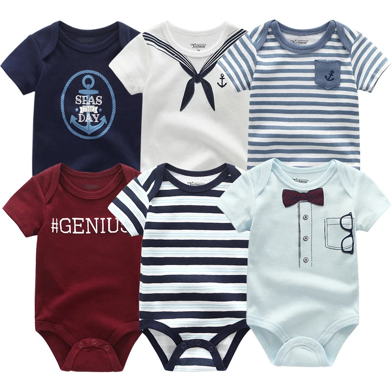 Super Cotton Baby Bodysuit Fashion 6pcs/lot Newborn Body Baby Suits Short Sleeve Overalls Infant Boy Girl Jumpsuit kids clothes