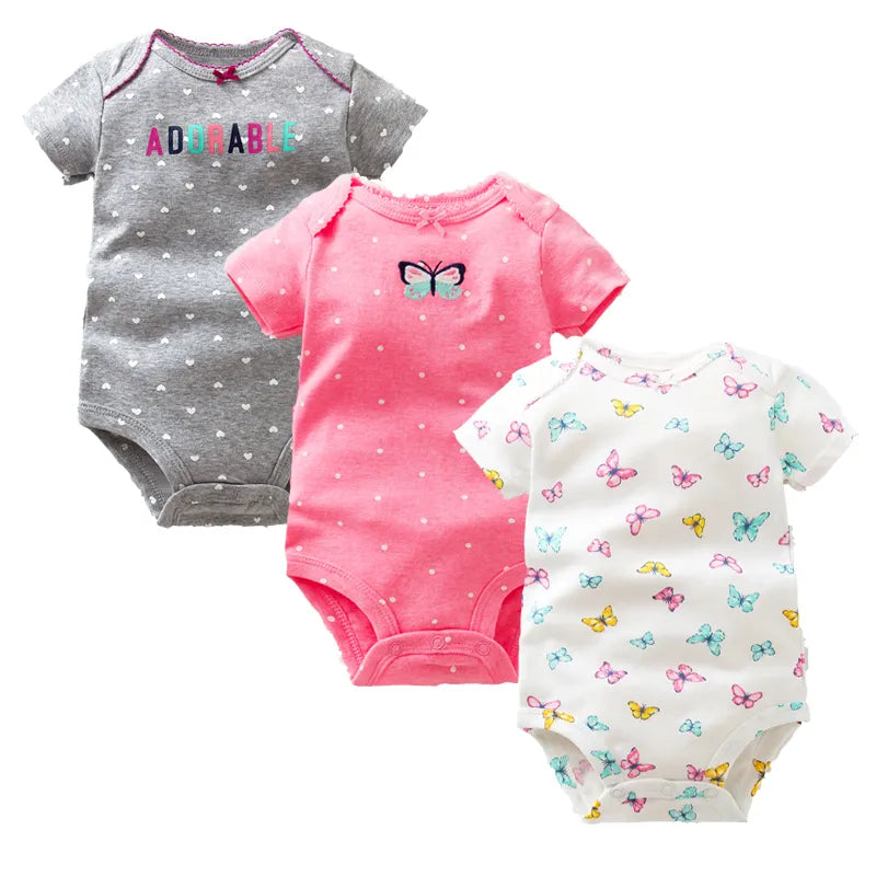 3-Piece Unisex Baby Bodysuit Set - Comfortable and Practical Infant Clothing