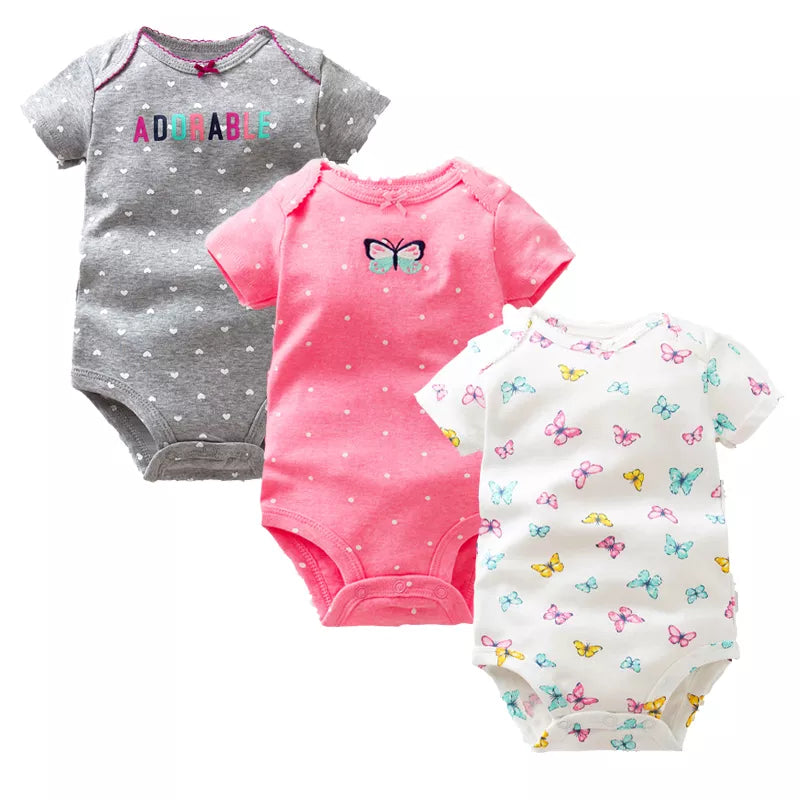 3-Piece Unisex Baby Bodysuit Set - Comfortable and Practical Infant Clothing