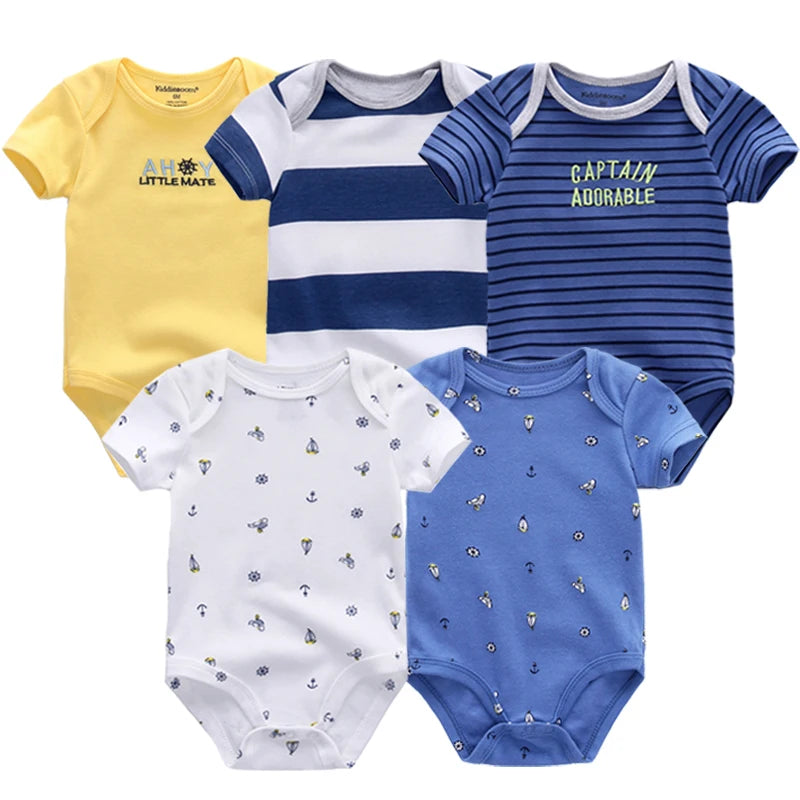 5Pcs High Quality Infant Jumpsuit Baby clothes Short sleeves Boys' Clothing Set Newborn bodysuits 2022 Summer Body Baby girls