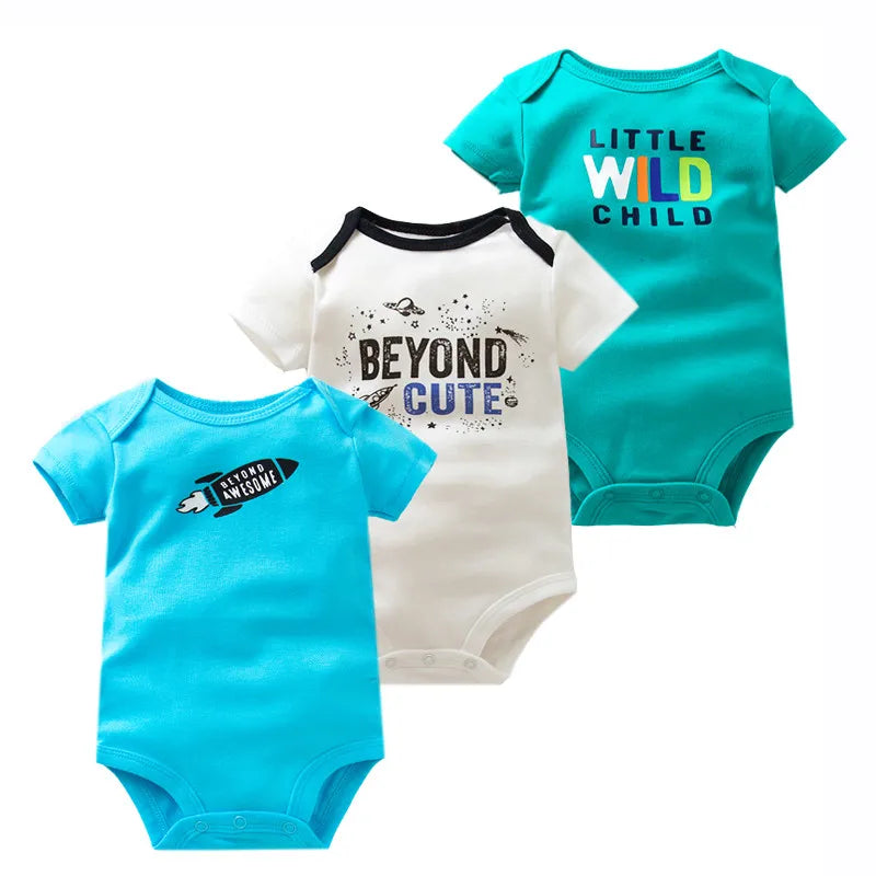 3-Piece Unisex Baby Bodysuit Set - Comfortable and Practical Infant Clothing