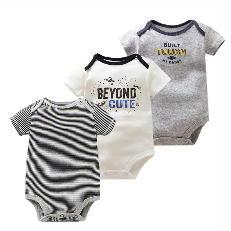 3-Piece Unisex Baby Bodysuit Set - Comfortable and Practical Infant Clothing