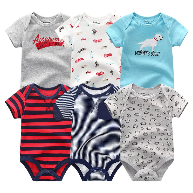 Super Cotton Baby Bodysuit Fashion 6pcs/lot Newborn Body Baby Suits Short Sleeve Overalls Infant Boy Girl Jumpsuit kids clothes