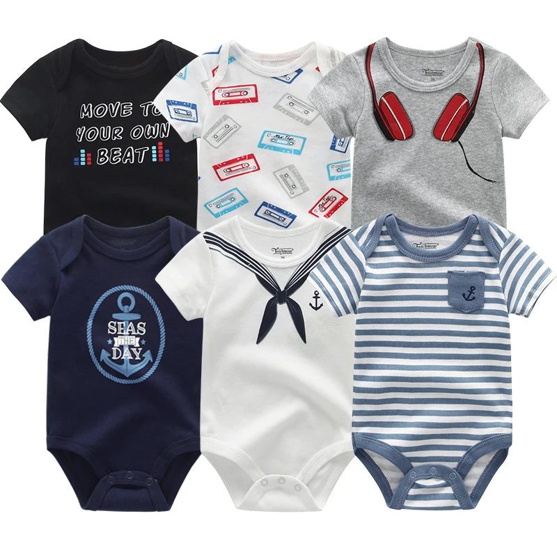 6pcs/lot 100%Cotton Baby Bodysuit Newborn Short Sleeve Overalls Toddler Boy Girl Jumpsuit clothes Body Baby Suits sets