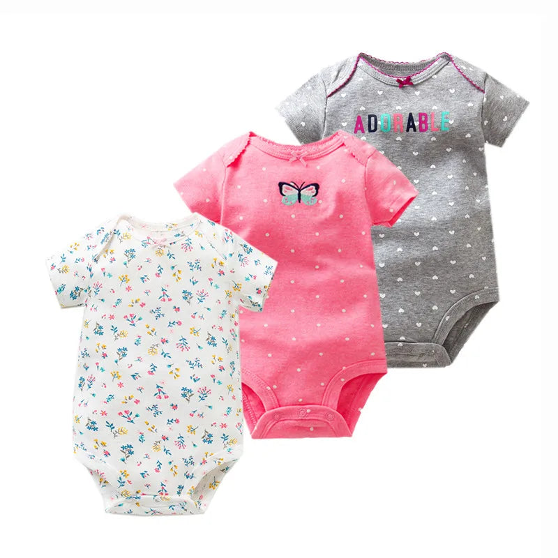 3-Piece Unisex Baby Bodysuit Set - Comfortable and Practical Infant Clothing