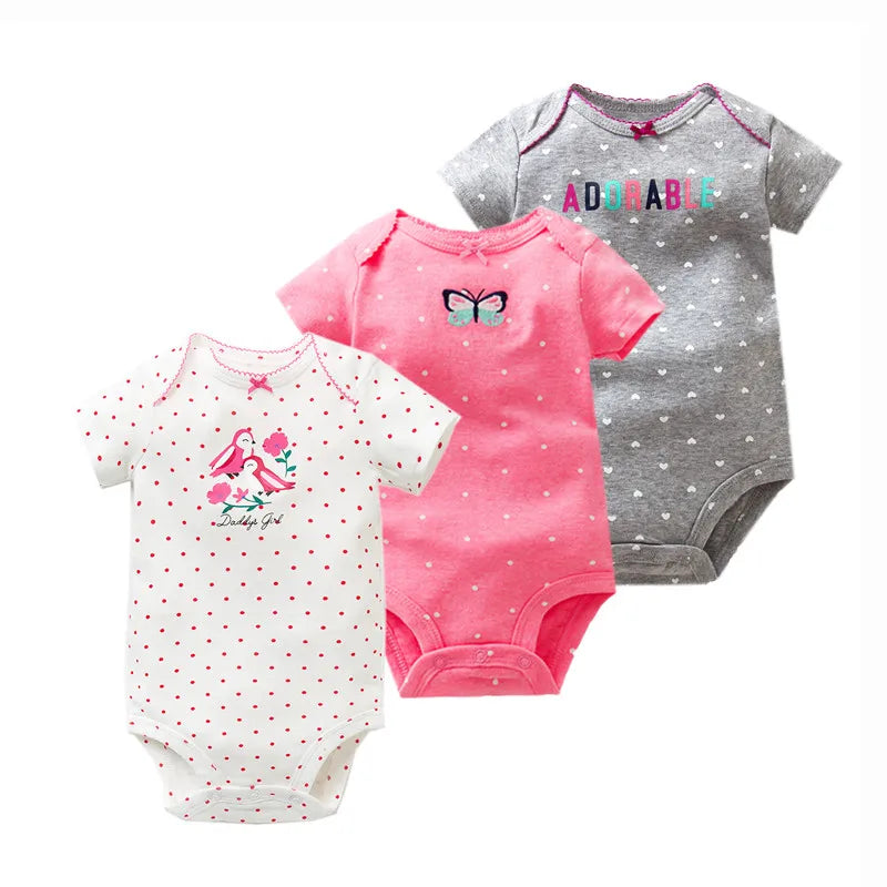 3-Piece Unisex Baby Bodysuit Set - Comfortable and Practical Infant Clothing