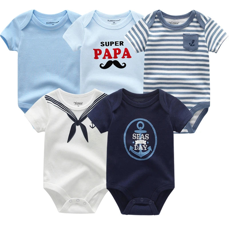 5Pcs High Quality Infant Jumpsuit Baby clothes Short sleeves Boys' Clothing Set Newborn bodysuits 2022 Summer Body Baby girls