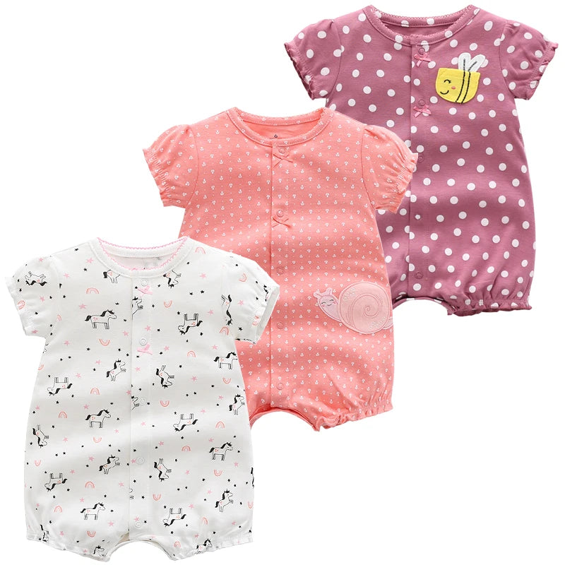 3PCS Newborn Baby Rompers: Summer Cotton Clothing for Infants