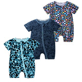 3PCS 100% Cotton Baby Rompers: Cartoon-Printed Infant Bodysuits for Su
