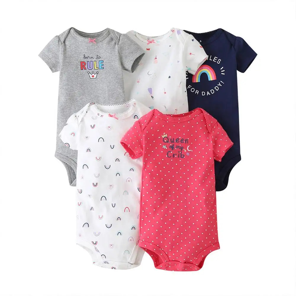 Babbez 5-Piece Unisex Newborn Baby Bodysuit Set - Comfortable and Convenient Infant Clothing