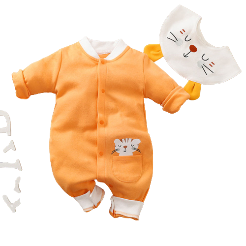 Cartoon Swan Rabbit Baby Jumpsuit for Newborn Girls with Matching Baby Bibs