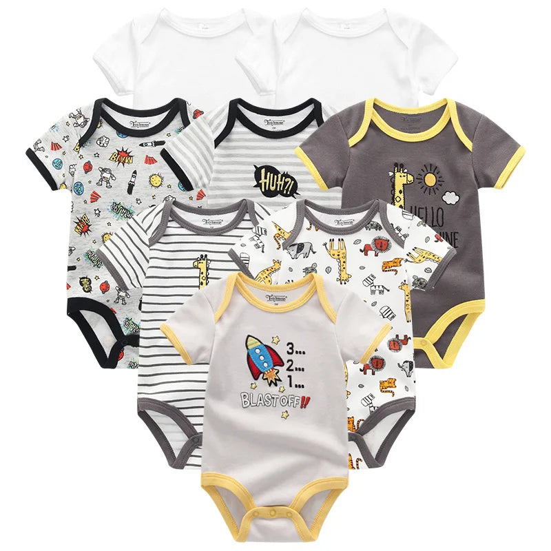 8Pcs Baby Girls Clothes Newborn Girl Rompers 100%cotton Kids Jumpsuits Short Sleeve Toddler Clothing