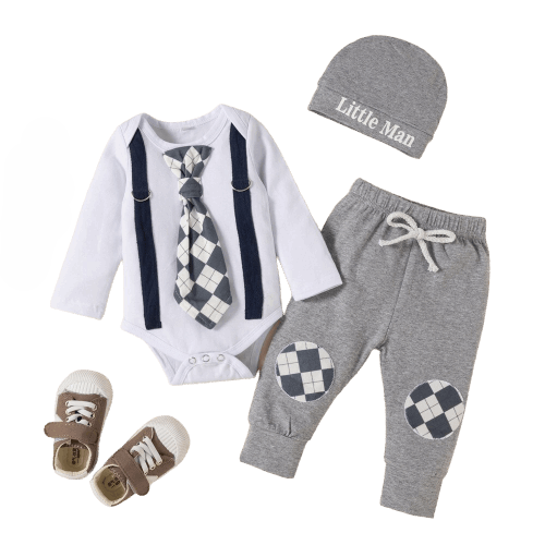 3-Piece Gentleman Outfits for Newborn Baby Boys