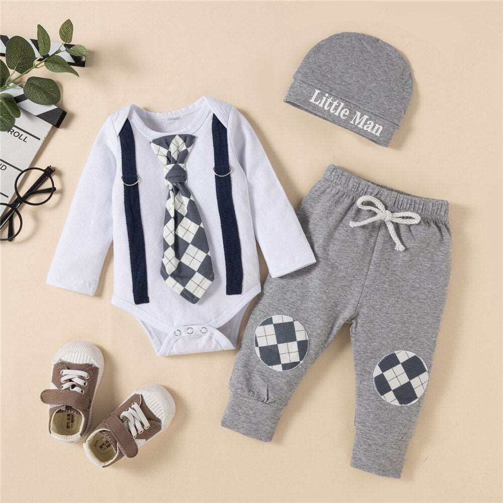 3-Piece Gentleman Outfits for Newborn Baby Boys