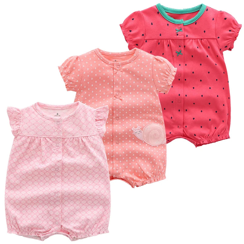 3PCS Newborn Baby Rompers: Summer Cotton Clothing for Infants