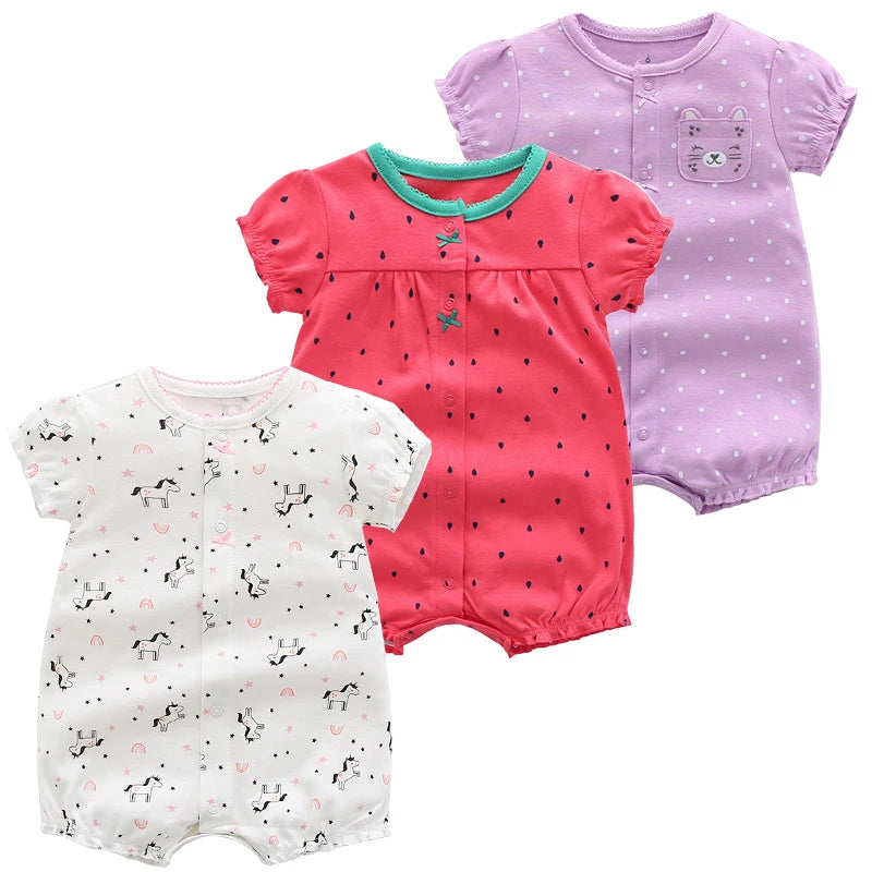 3PCS Newborn Baby Rompers: Summer Cotton Clothing for Infants