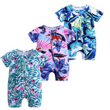 3PCS 100% Cotton Baby Rompers: Cartoon-Printed Infant Bodysuits for Su