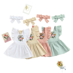 Summer Princess Baby Girls Dress with Embroidery Floral and Ruffles - Babbez