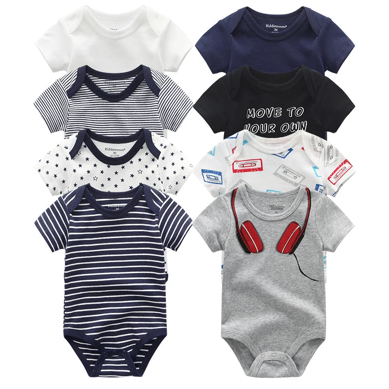 8PCS Baby Boy Summer Clothes Baby Romper Newborn Jumpsuit roupa infantil Clothing Set