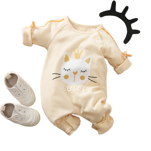 Cute Cartoon Swan Rabbit Baby Jumpsuit with Bibs for Newborn Girls