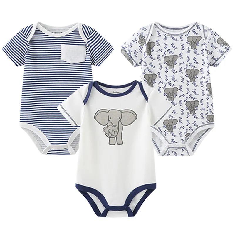 3Pcs/lot Baby Boys Rompers Fashion Short Sleeve Newborn Infant Jumpsuit Animal Kids Baby Girl Clothes