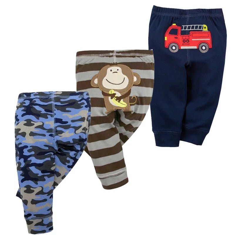 3PCS/LOT Unisex Cotton Spring Autumn Baby Pants Cartoon Baby Girls Boys Trousers Newborn Bebe PP Trousers Newborn Baby Clothing