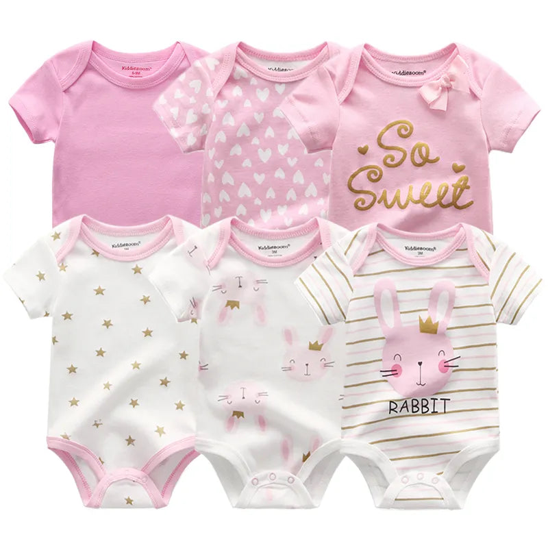 6pcs/lot Baby Bodysuit Fashion body Suits Short Sleeve Newborn Infant Jumpsuit Cartoon kids baby girl clothes