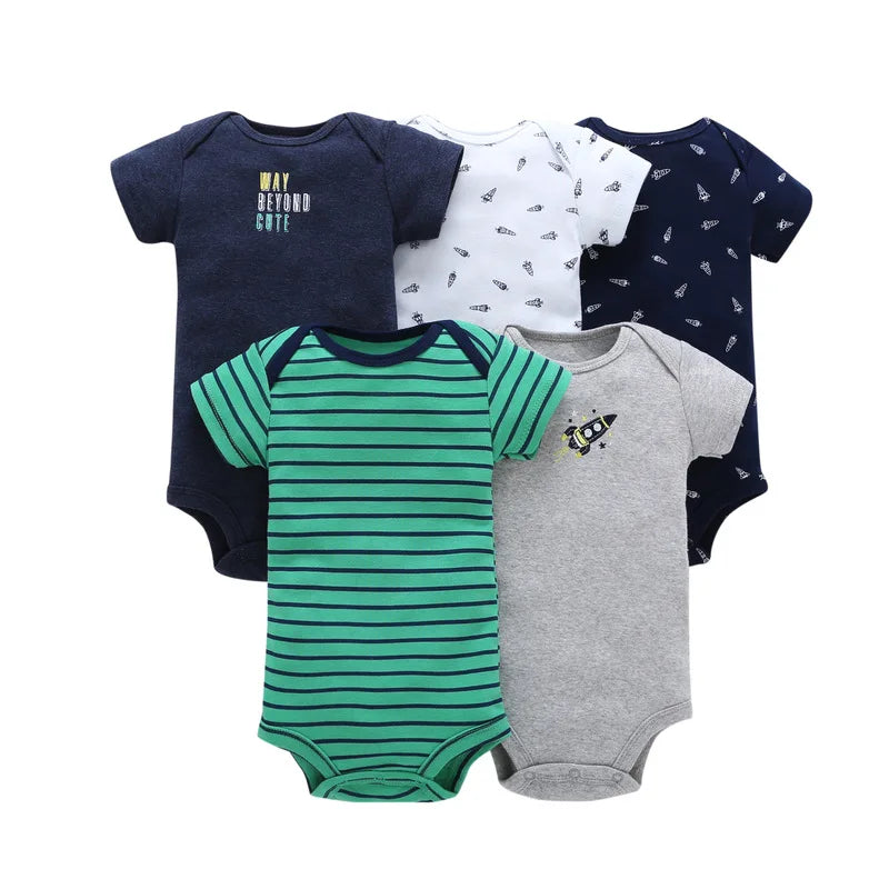 Babbez 5-Piece Unisex Newborn Baby Bodysuit Set - Comfortable and Convenient Infant Clothing