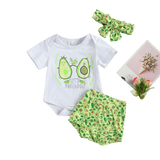 Baby Boys Girls Summer Outfits Set with Letter Print T-shirts, Floral Shorts and Headband
