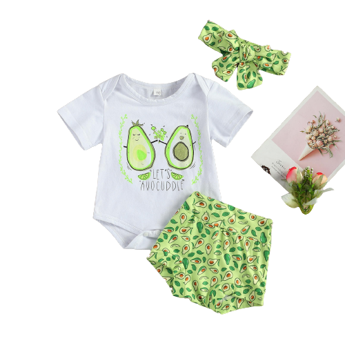 Baby Boys Girls Summer Outfits Set with Letter Print T-shirts, Floral Shorts and Headband