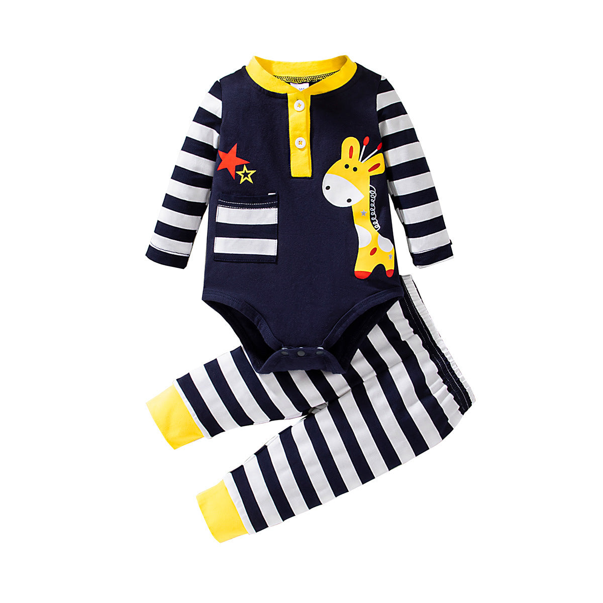 Cute Striped Giraffe Infant Baby Clothes Set for Autumn