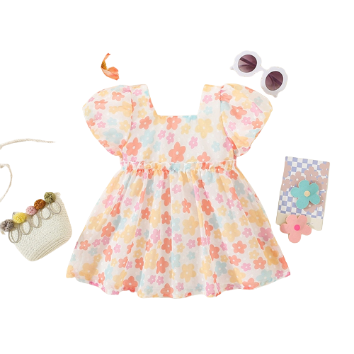 Colorful Flower Baby Girl Dresses for Summer