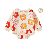 Lovely Autumn Newborn Baby Girls Flower Print Rompers