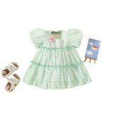 Summer Polka Dot Baby Girl Dress with Puff Sleeves
