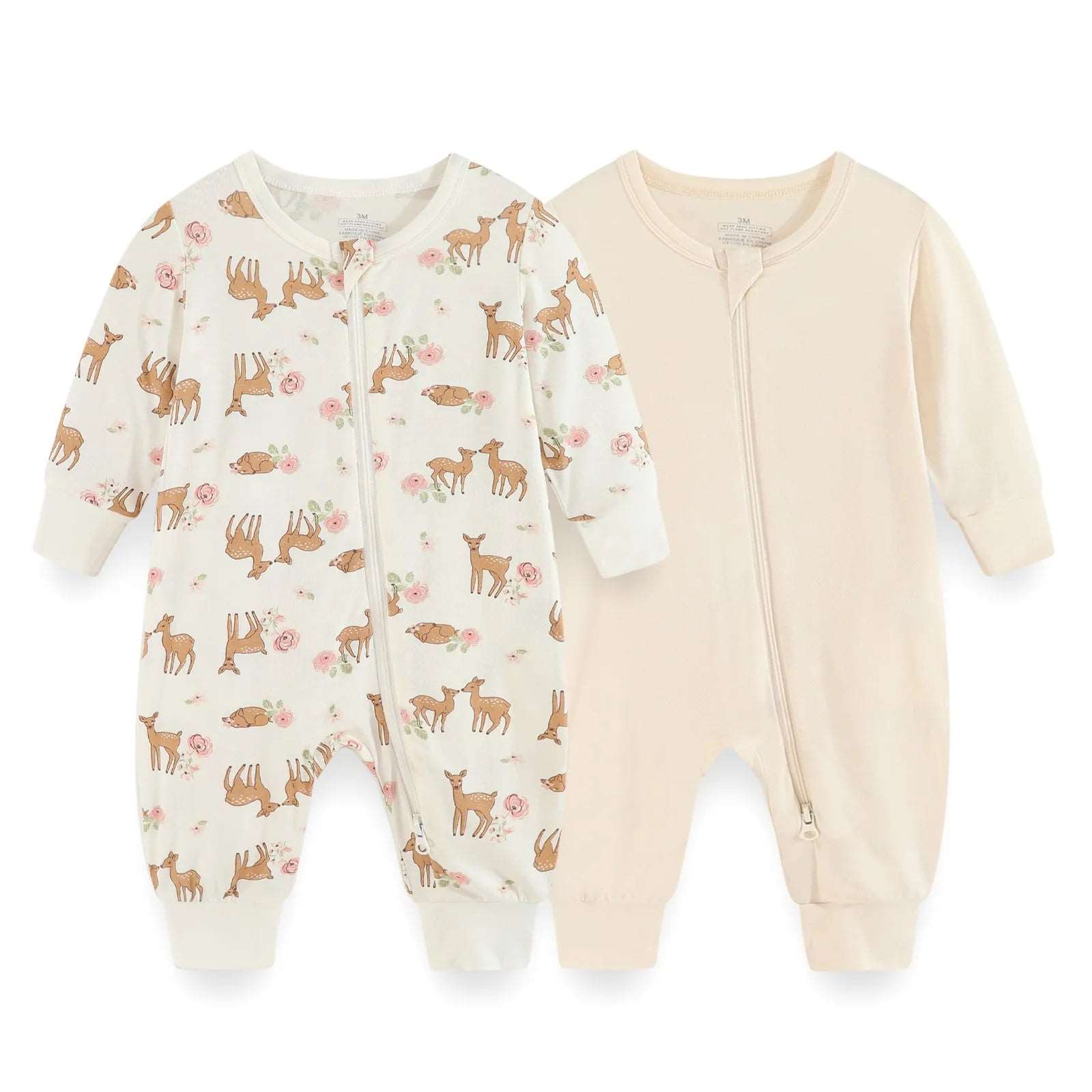 2/3Pieces Cotton Baby Girl Clothes Sets Unisex Rompers 0-24M New Born Baby Boy Clothes 2-Way Zipper Cartoon Autumn Spring