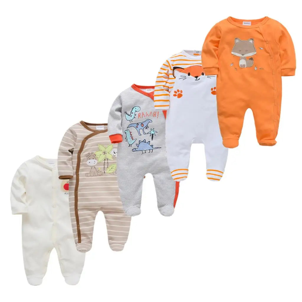 Unisex Newborn Pajamas 3/5Pcs Baby Girl Jumpsuit 2022 Long Sleeves Boys Pyjamas Clothes Body Suit Cartoon 0-12M Infant Outfits