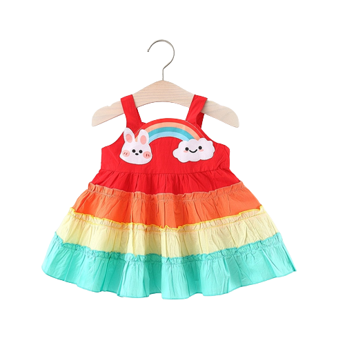 Colorful Rainbow Princess Dress for Baby Girls