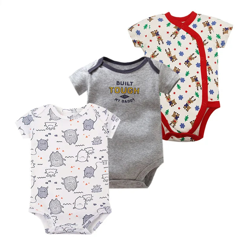 3-Piece Unisex Baby Bodysuit Set - Comfortable and Practical Infant Clothing