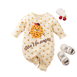 Adorable Girls Newborn Jumpsuit with Ruffles and Cookies Print