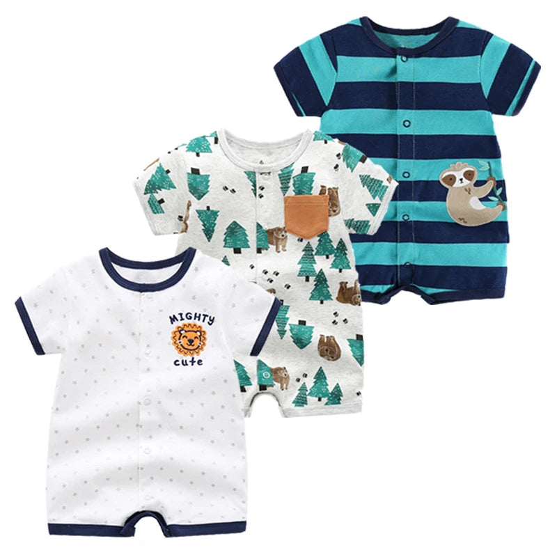 3PCS Newborn Baby Rompers: Summer Cotton Clothing for Infants