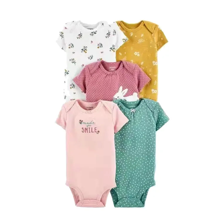 Babbez 5-Piece Unisex Newborn Baby Bodysuit Set - Comfortable and Convenient Infant Clothing