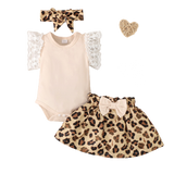 Adorable Newborn Baby Clothes Set for Girls: Lace Romper and Bow Skirt Outfit