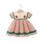 2Pcs/Set Sweet Floral Bow Beach Baby Girl Dress Summer Cool Cotton Toddler Children Clothes Suit + Hat 0 To 3 Years Infant