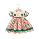 2Pcs/Set Sweet Floral Bow Beach Baby Girl Dress Summer Cool Cotton Toddler Children Clothes Suit + Hat 0 To 3 Years Infant