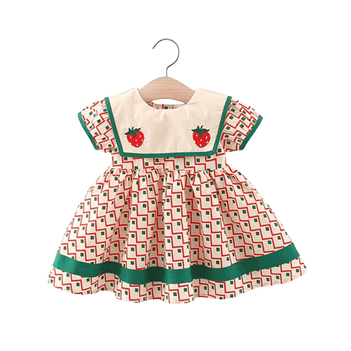 2Pcs/Set Sweet Floral Bow Beach Baby Girl Dress Summer Cool Cotton Toddler Children Clothes Suit + Hat 0 To 3 Years Infant