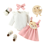 Adorable Baby Girl Party Outfits Sets with Cartoon Fox Dress and Heart Romper