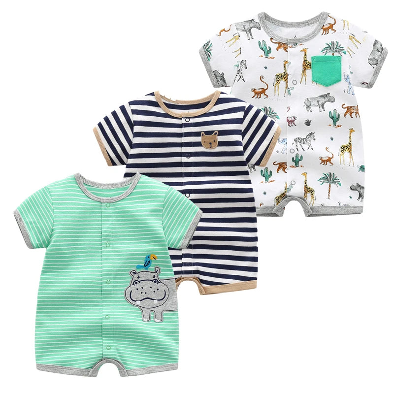 3PCS Newborn Baby Rompers: Summer Cotton Clothing for Infants